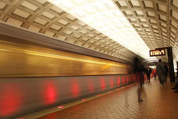 Photo of Subway Train Arriving/Leaving Platform, Washington DC