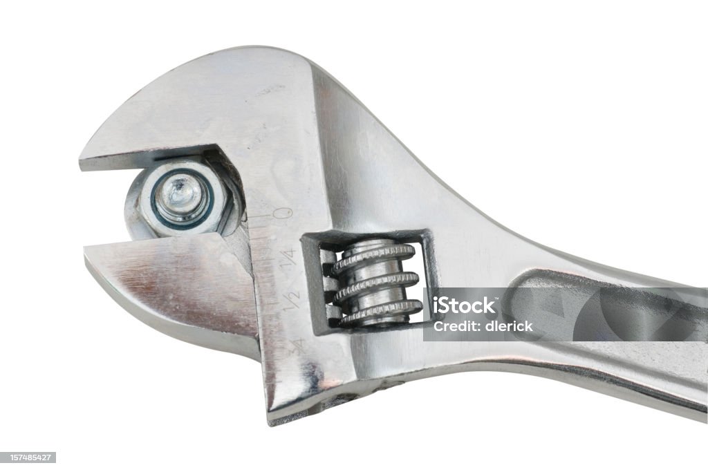 adjustable wrench, nut, bolt and washer  Adjustable Wrench Stock Photo