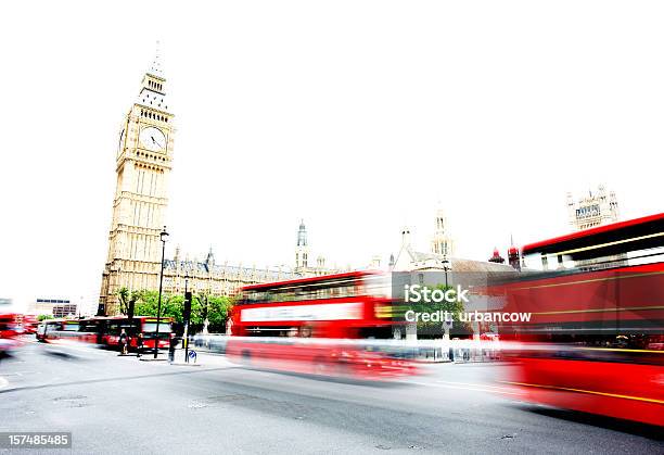 London Buses At Westminster Stock Photo - Download Image Now - Big Ben, Blurred Motion, British Culture