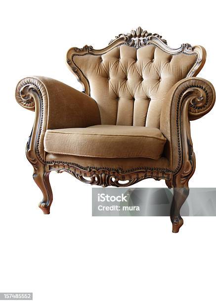 Photo libre de droit de Fauteuil Isolé Sur Blanc banque d'images et plus d'images libres de droit de Antique - Antique, Fauteuil, Objet ou sujet détouré