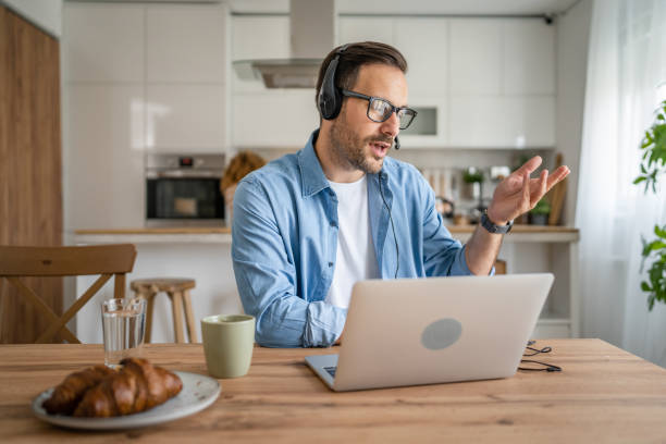 istock One man caucasian male freelancer work from home on laptop computer 1574857242