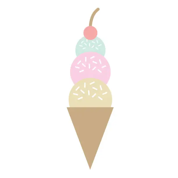 Vector illustration of Neapolitan Ice Cream Cone