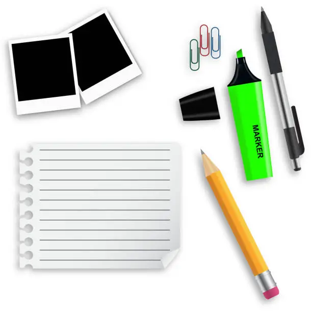 Vector illustration of Various office supplies vector illustration on business theme