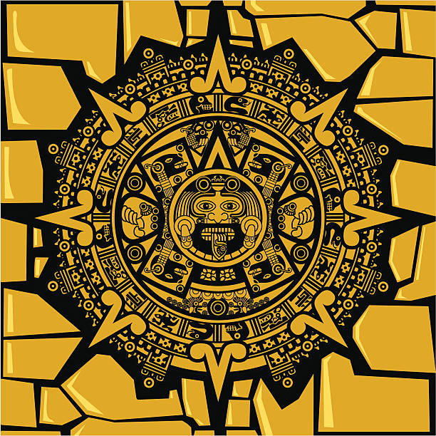 ilustraciones, imágenes clip art, dibujos animados e iconos de stock de calendario aztec - relieve colombiano