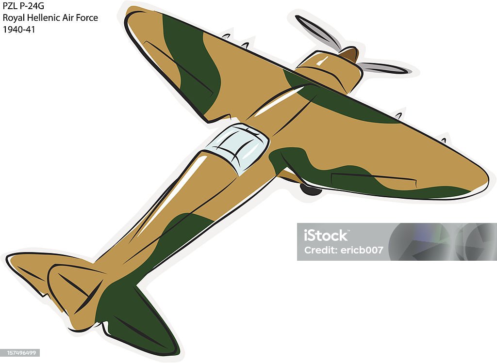 PZL P- 24 g WW2 combatir el avión - arte vectorial de 1940 libre de derechos