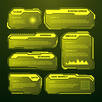 Text Box Ui Examples Games Yellow Futuristic Hud Ui Elements Scifi User Interface Text Boxes ...