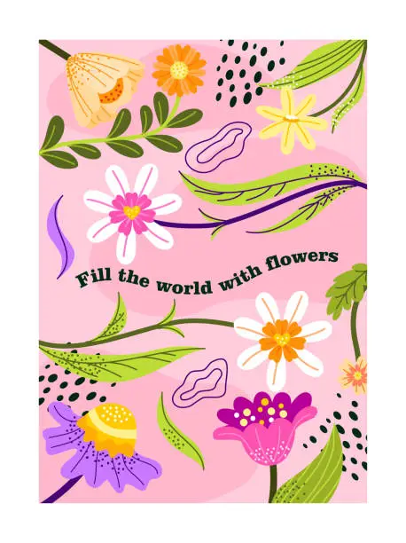 Vector illustration of Posters with spring flowers vector