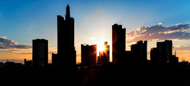 istock sunset with skyscraper in Frankfurt am Main 1575006203