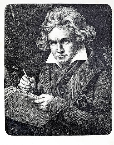 Engraving of composer Ludwig van Beethoven  ludwig van beethoven stock illustrations