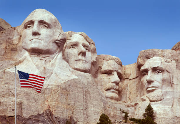 istock Mt Rushmore Monument, American Flag, Old Glory,  Flying in Foreground 157501274
