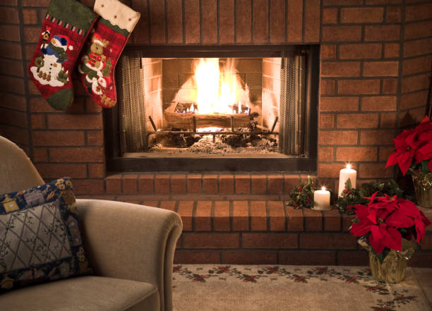istock simple livingroom Christmas Fireplace scene 157501328