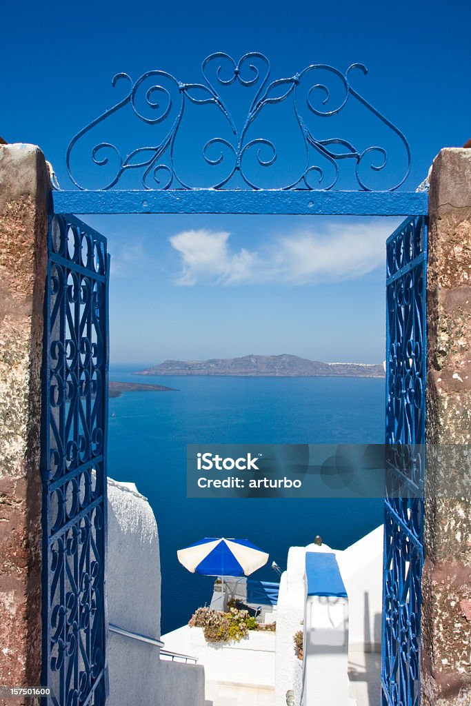 Azul gate - Royalty-free Santorini Foto de stock