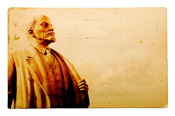 Old Postcard Series - Lenin Old Postcard Series -Lenin Statue. Moscow - Russia vladimir lenin photos stock pictures, royalty-free photos & images