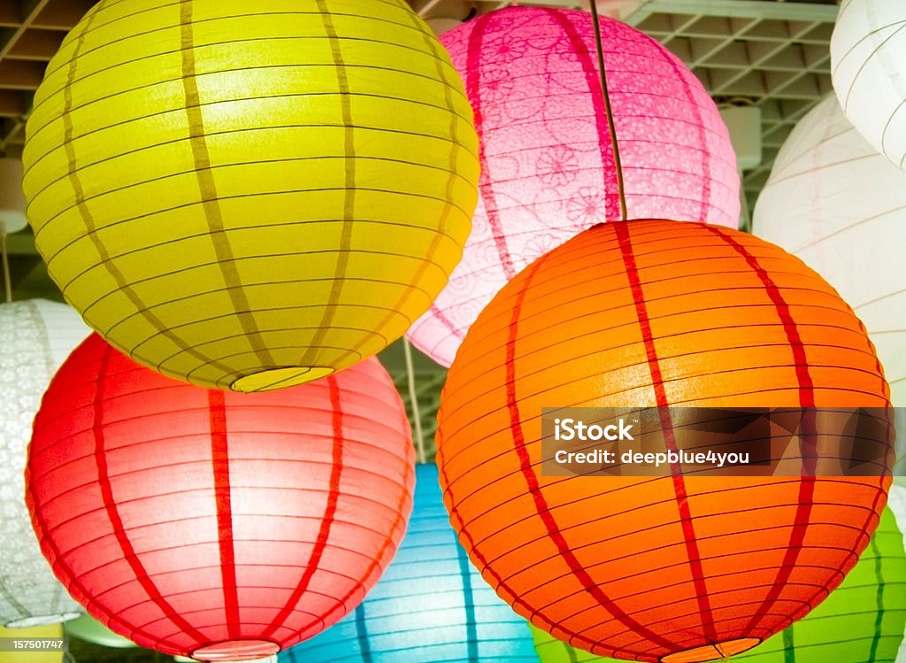 colorful lighting paperlamps  Japanese Lantern Stock Photo