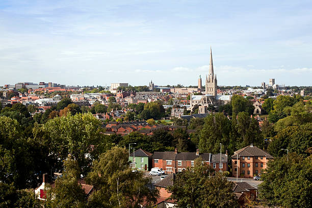 Norwich seen from Mousehold Heath stock photo