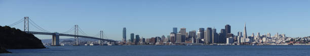 San Francisco skyline, Bay Bridge, Transamerica Pyramid 167 megapixel panorama stock photo