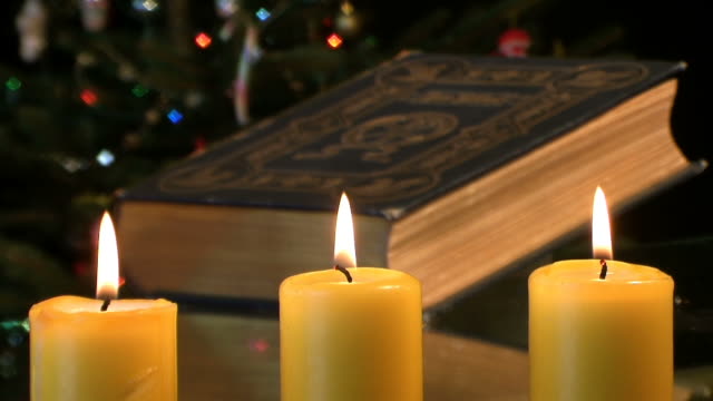 Candles and old bible