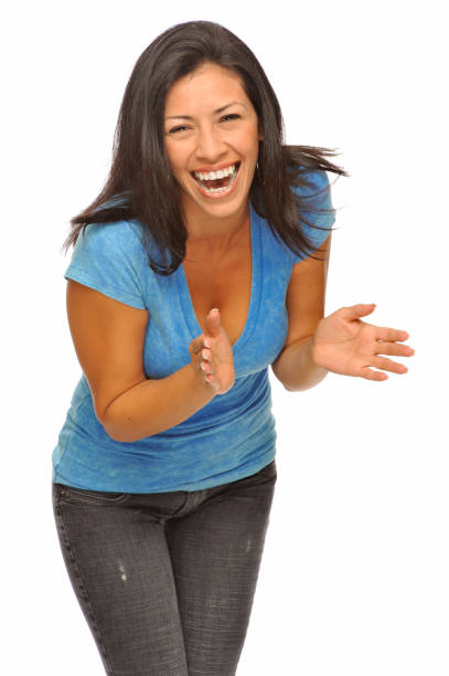 Portrait of a woman on a white background.