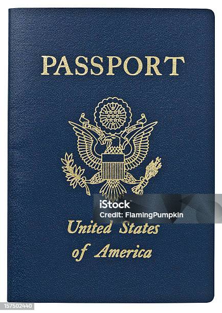 Foto de Passporteua Traçado De Recorte e mais fotos de stock de Passaporte - Passaporte, EUA, Fundo Branco