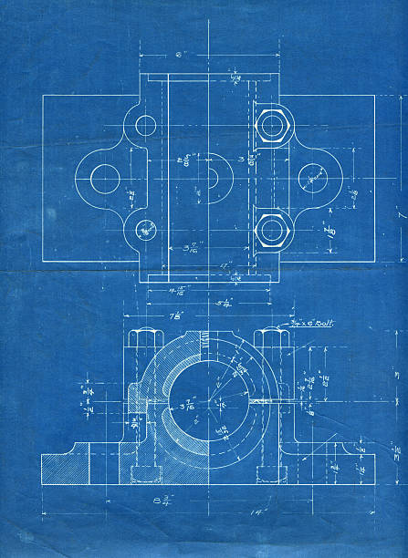 machine part blueprint stock photo