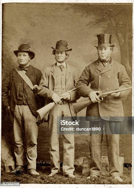 The Victorian Hunting Party Men With Guns Stock Photo - Download Image Now - Photograph, Photography, Wild West