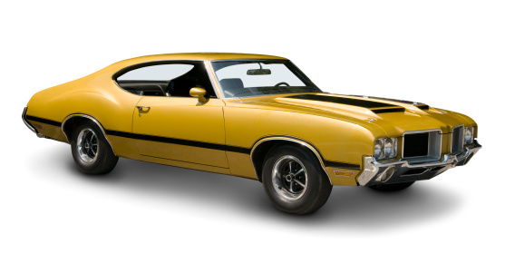 An all original Oldsmobile 442 muscle car from 1970. Clipping path on vehicle. 