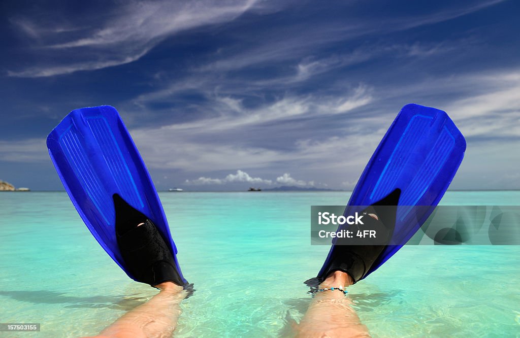 Fins frente a un paraíso tropical Beach (XXXL - Foto de stock de 20 a 29 años libre de derechos