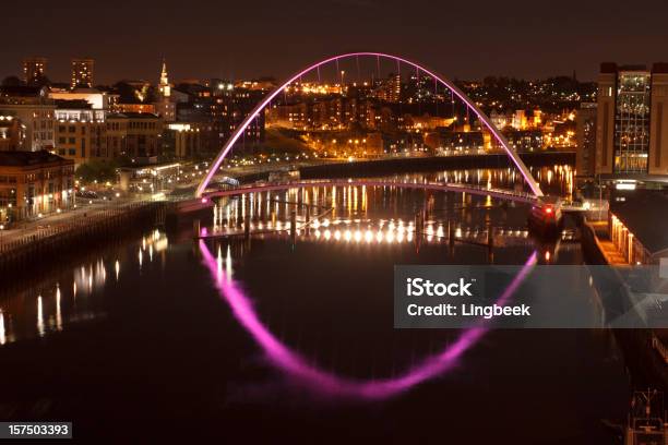 Gateshead Millenium Bridge At Night Stock Photo - Download Image Now - Architecture, Bridge - Built Structure, British Culture