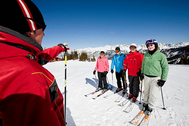 スキーレッスン - colorado skiing usa color image ストックフォトと画像