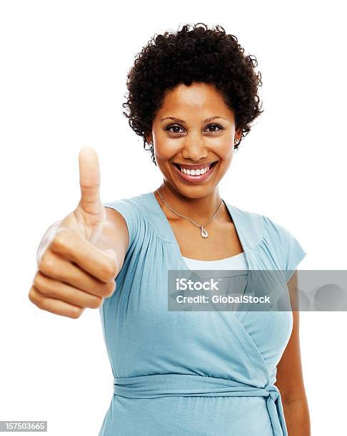 Portrait Of Businesswoman Showing Thumbs Up Sign Stock Photo - Download Image Now - 30-34 Years, 30-39 Years, Achievement