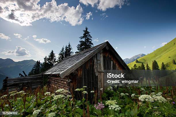 Antigo Cabana - Fotografias de stock e mais imagens de Cabana - Estrutura construída - Cabana - Estrutura construída, Flor, Alpes Europeus