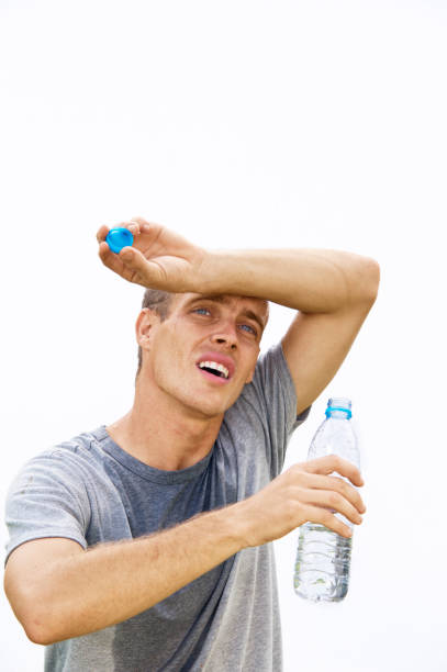 Thirsty Man Drinking stock photo