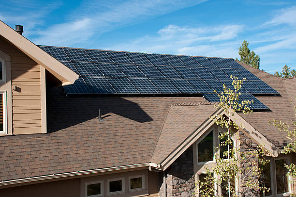 istock Electric solar panels, home, exterior 157504294