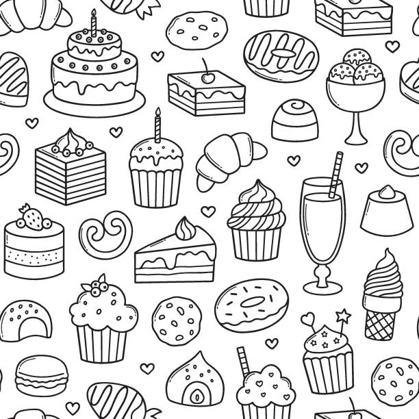 паутина - seamless croissant pattern ice stock illustrations