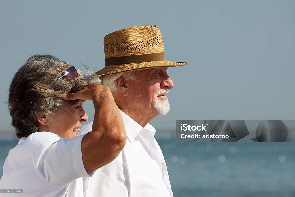 Senior Couple Looking into the Distance Senior couple looking into the distance.  Distant Stock Photo