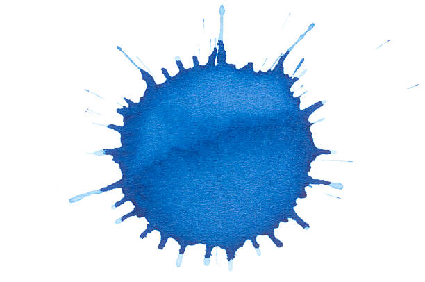 istock Isolated blue ink splatter drop close-up 157505447