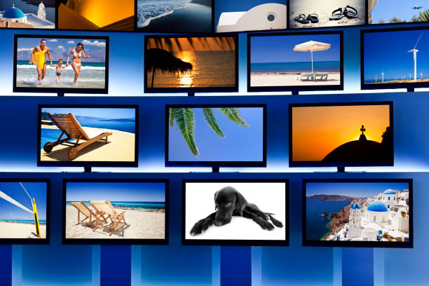 istock LED LCD TV screens wall 157505777