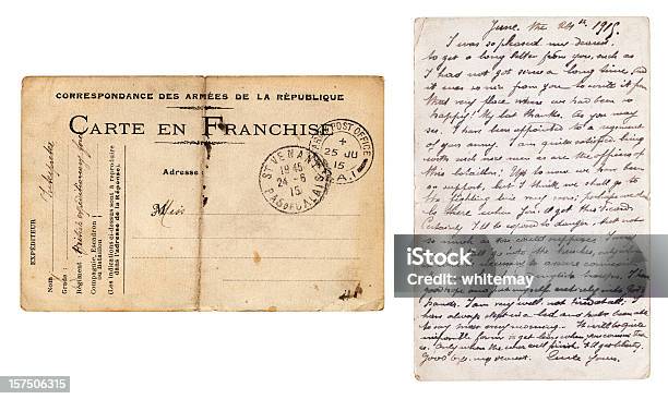 Photo libre de droit de Les Deux Côtés De Larmée Britannique Carte Postale Envoyé Depuis La France 1915 banque d'images et plus d'images libres de droit de Écriture manuscrite