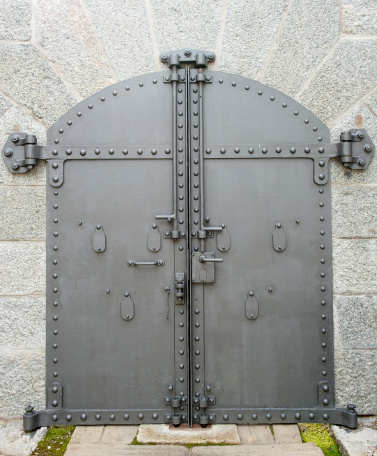 Locked steel door of a fort