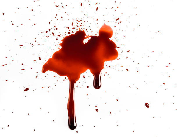 Realista Splat de sangue no fundo branco - foto de acervo
