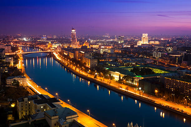 istock Moscow cityscape with river at night 157506626