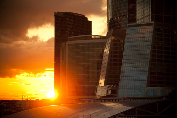 istock Office Buildings at sunset with dramatic sky 157506693