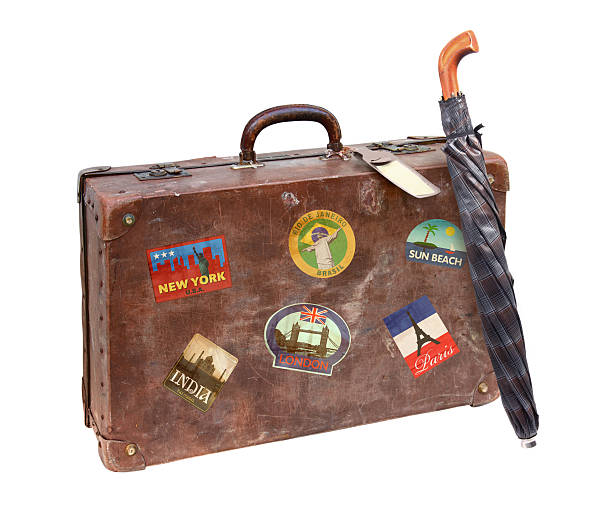 istock Old Used Suitcase with Umbrella 157507023