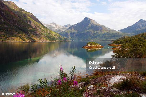 Lago En Noruega Foto de stock y más banco de imágenes de Aire libre - Aire libre, Color - Tipo de imagen, Condado de Nordland