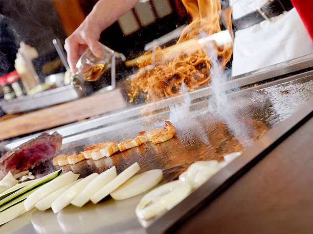 tapanyaki, japonês cozinhado - teppan yaki imagens e fotografias de stock