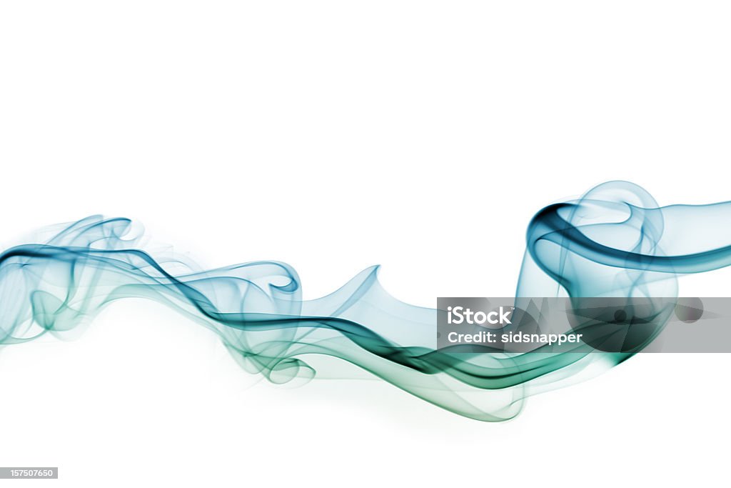 Curly whisp de humo azul verde - Foto de stock de Azul libre de derechos