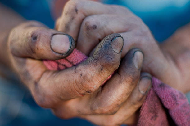 Working Man's Hands - Dirt Under Fingernails stock photo