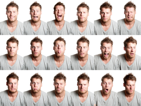 18 diferentes expresión facial de hombre atractivo con barba photo
