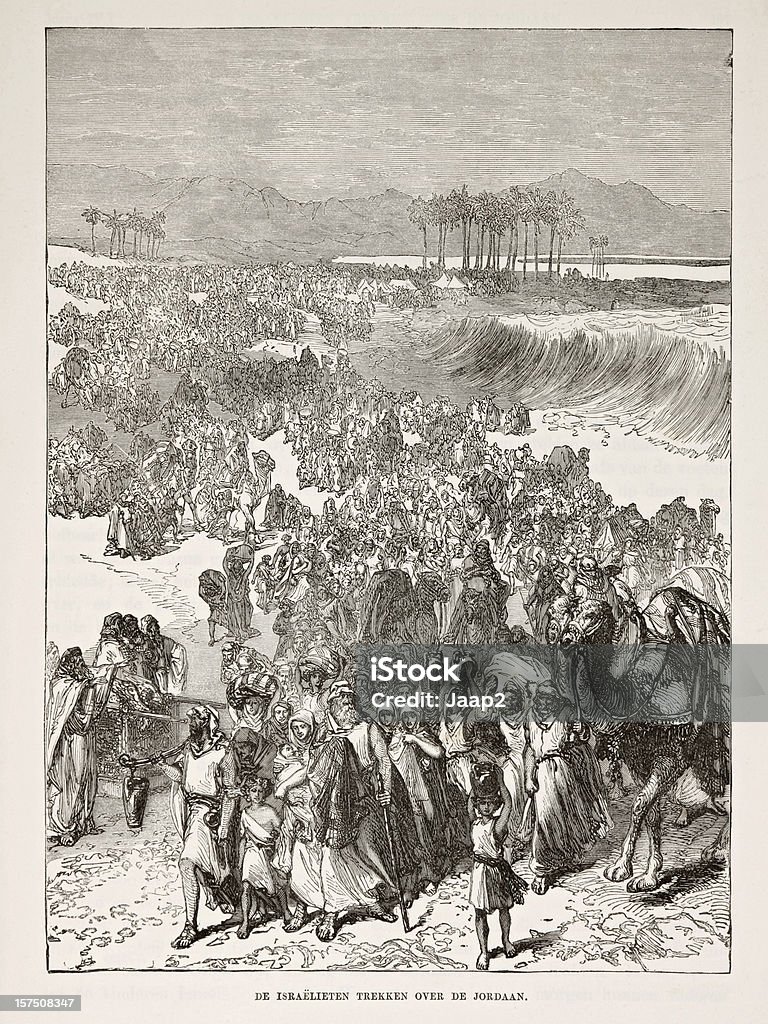 Israelites crossing the Jordan river  River Jordan Stock Photo