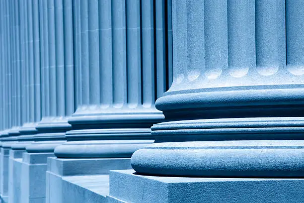 XXXL - wonderful columns in front of the new york city court house - blue filter treatment - shallow depth of field - focus at first column - camera canon 5D mark II - unsharped RAW - adobe colorspace